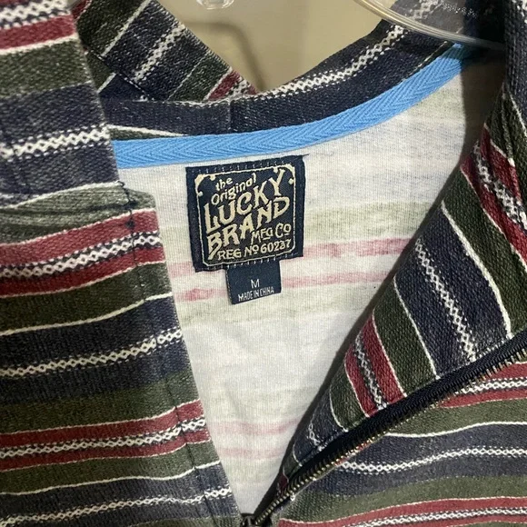 Lucky Brand Men's Zip-Up Striped Sweater - Blue and Red- M - Picture 2 of 5